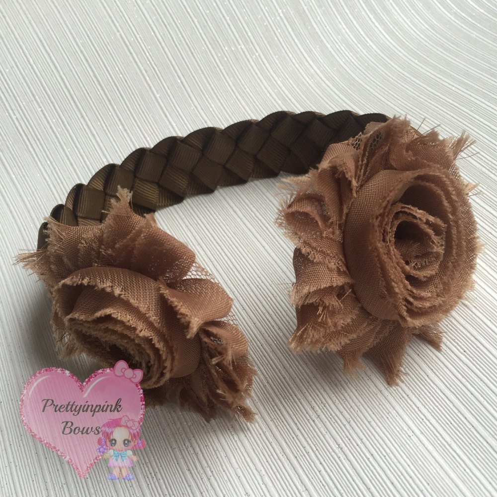 Medium Bun Wrap ~ Brown With Shabby Flowers