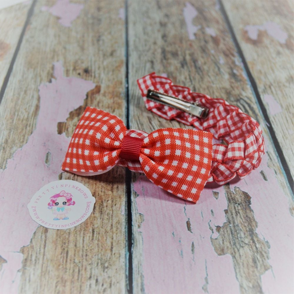 Small Bun Wrap ~ Red Gingham with Bow