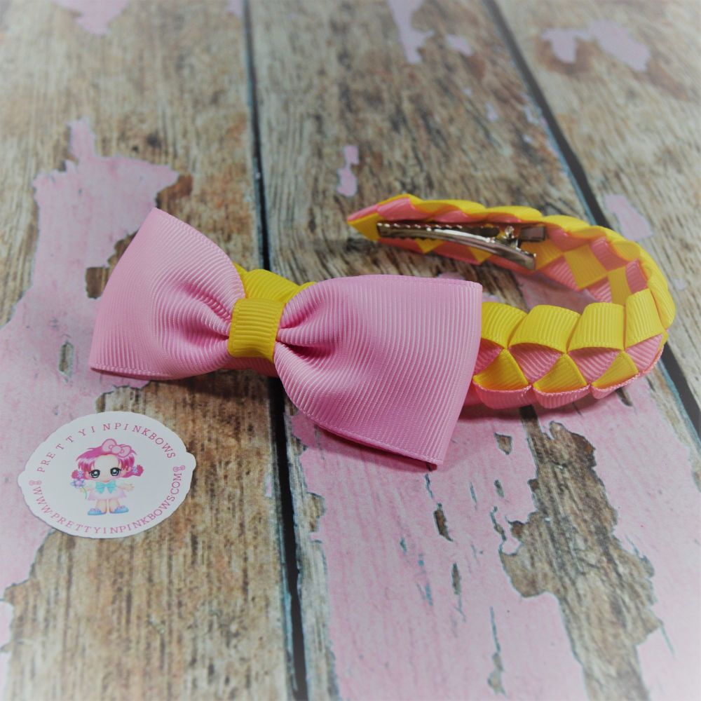 Small Bun Wrap ~ Pink and Yellow with Minnie bow