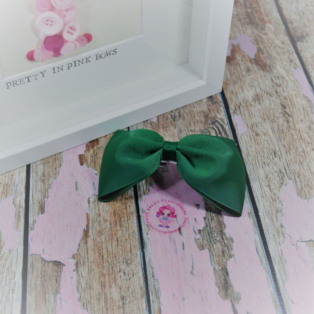 Large Minnie Bow - Forest Green ~ On Croc Clip