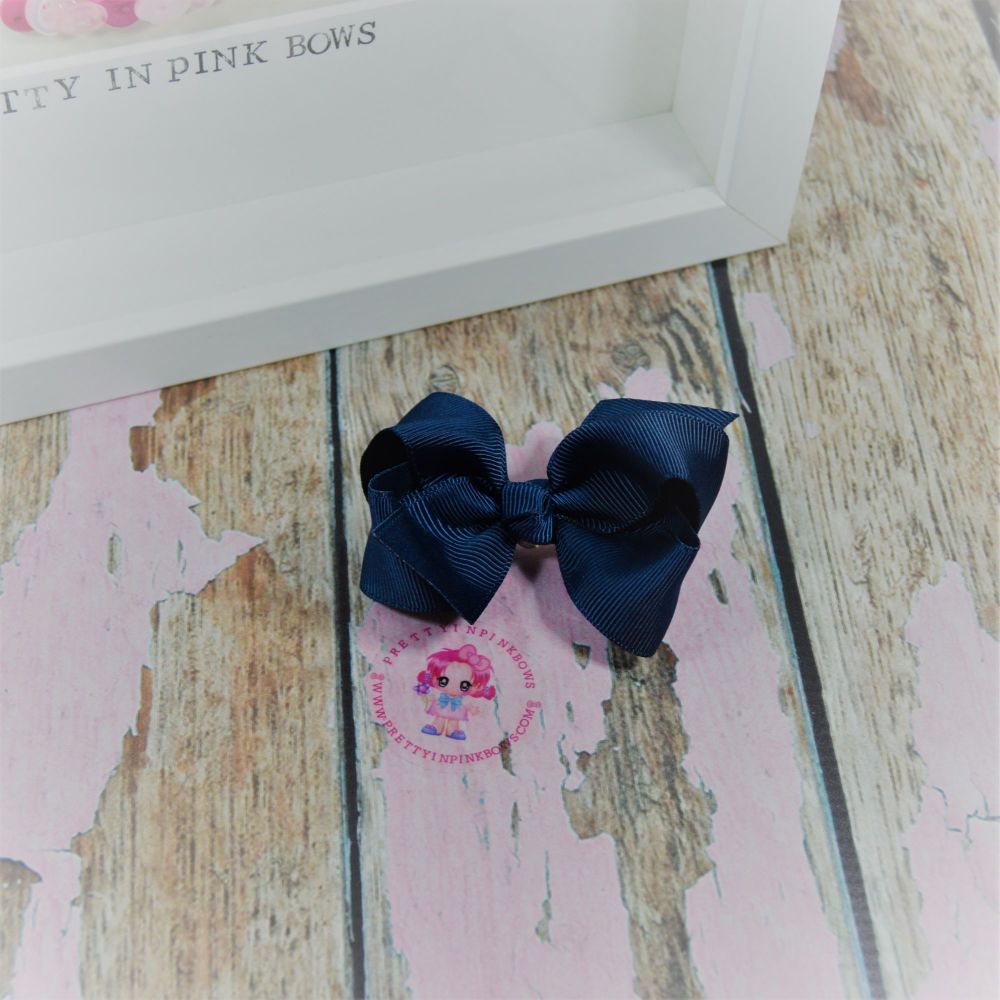 3" Boutique bow on croc ~ Navy