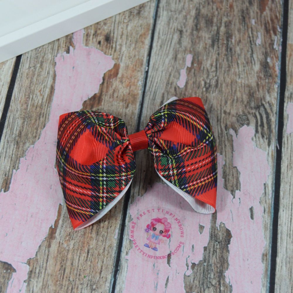 Large Minnie Bow Tartan on croc clip