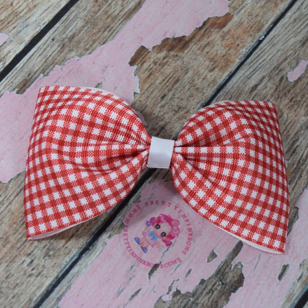 Large Minnie Bow On Croc Clip ~ Red Gingham