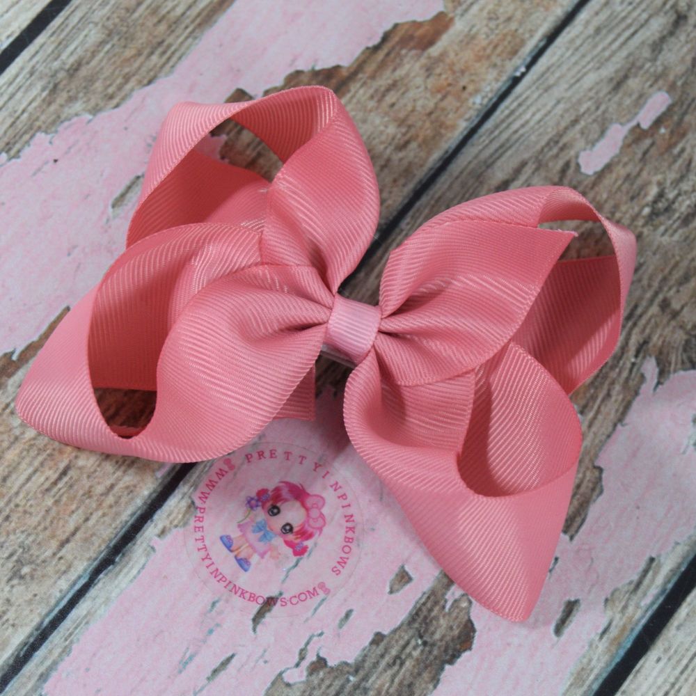 4" Boutique Bow On Croc Clip ~ Dusty Rose