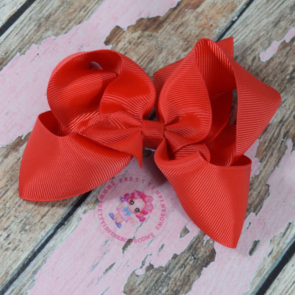4" Boutique Bow On Croc Clip ~ Hot Red