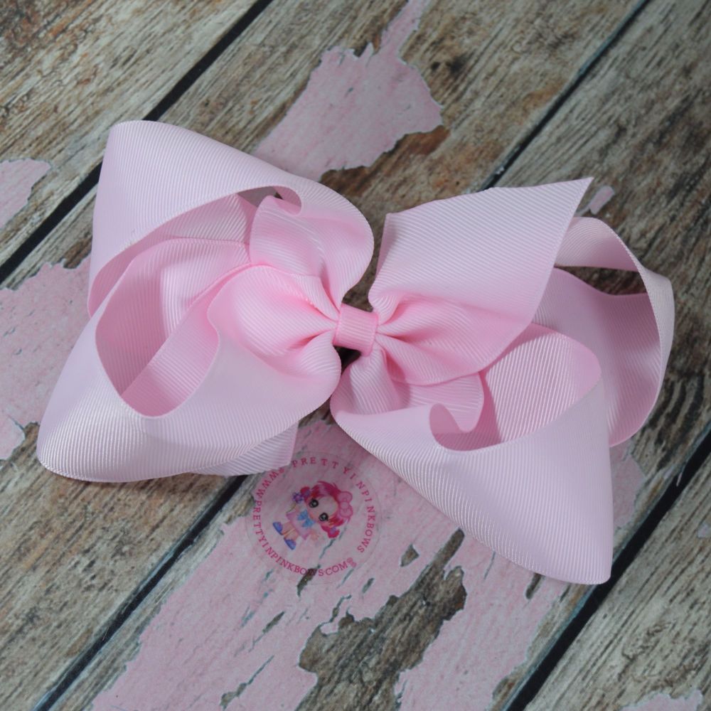 6" Boutique Bow On Croc Clip ~ Icy Pink