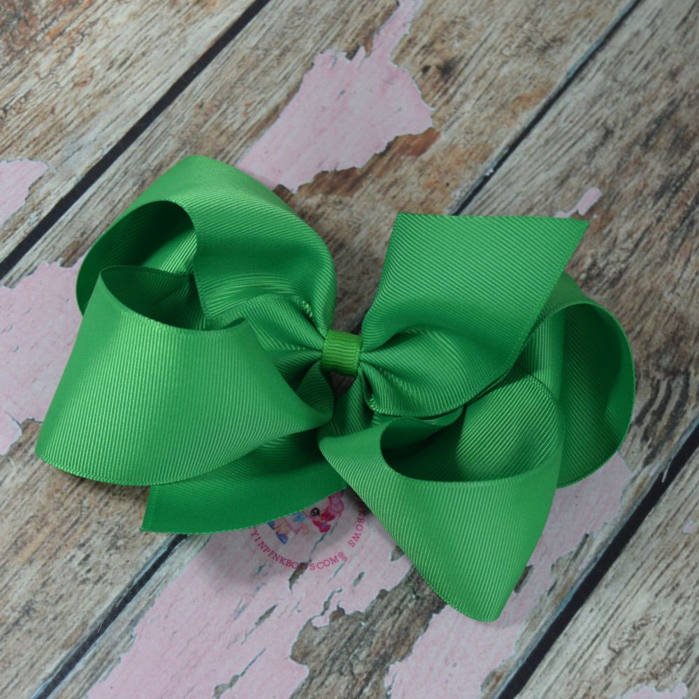 6" Boutique Bow On Croc Clip ~ Classic Green