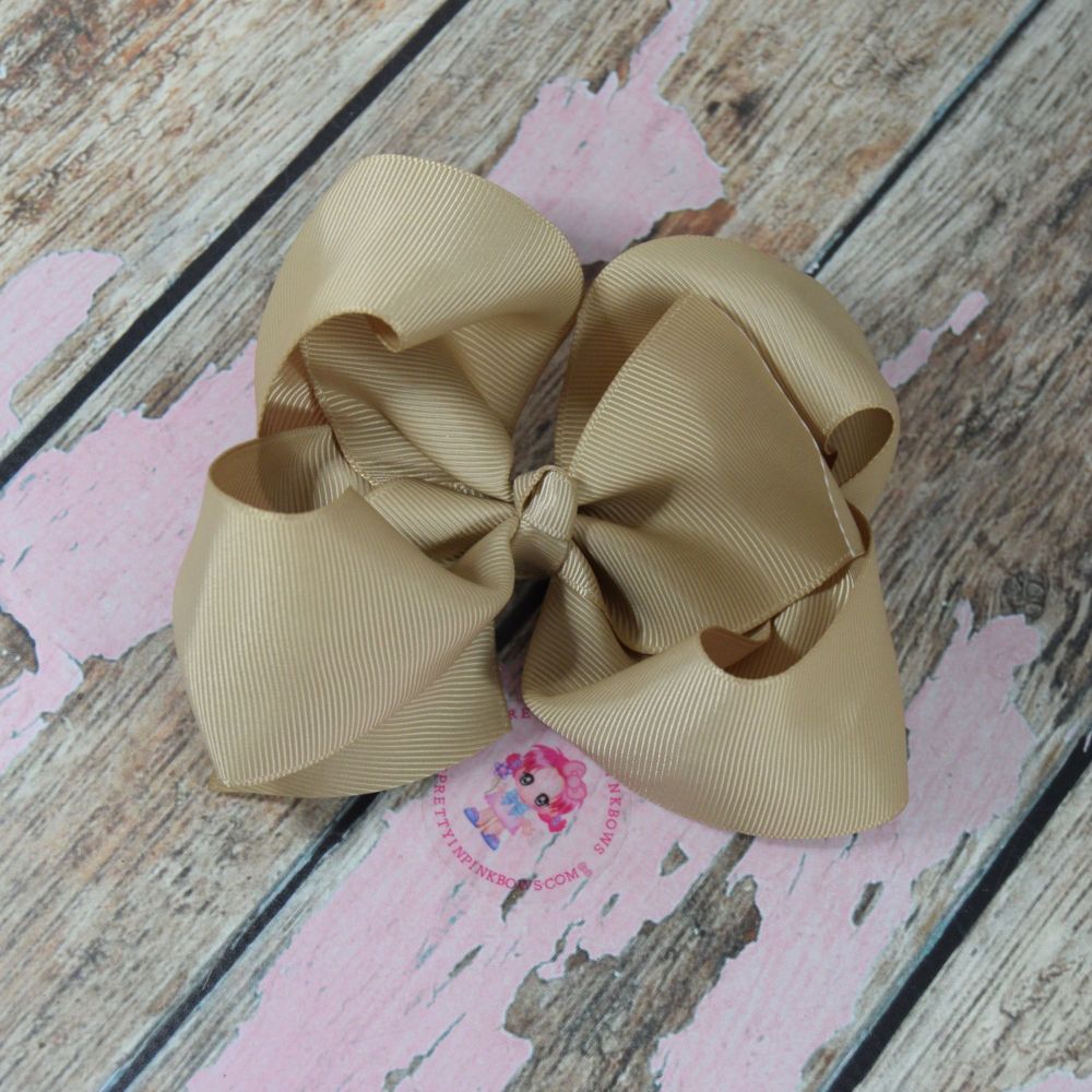 6" Boutique Bow On Croc Clip ~ Candied Ginger