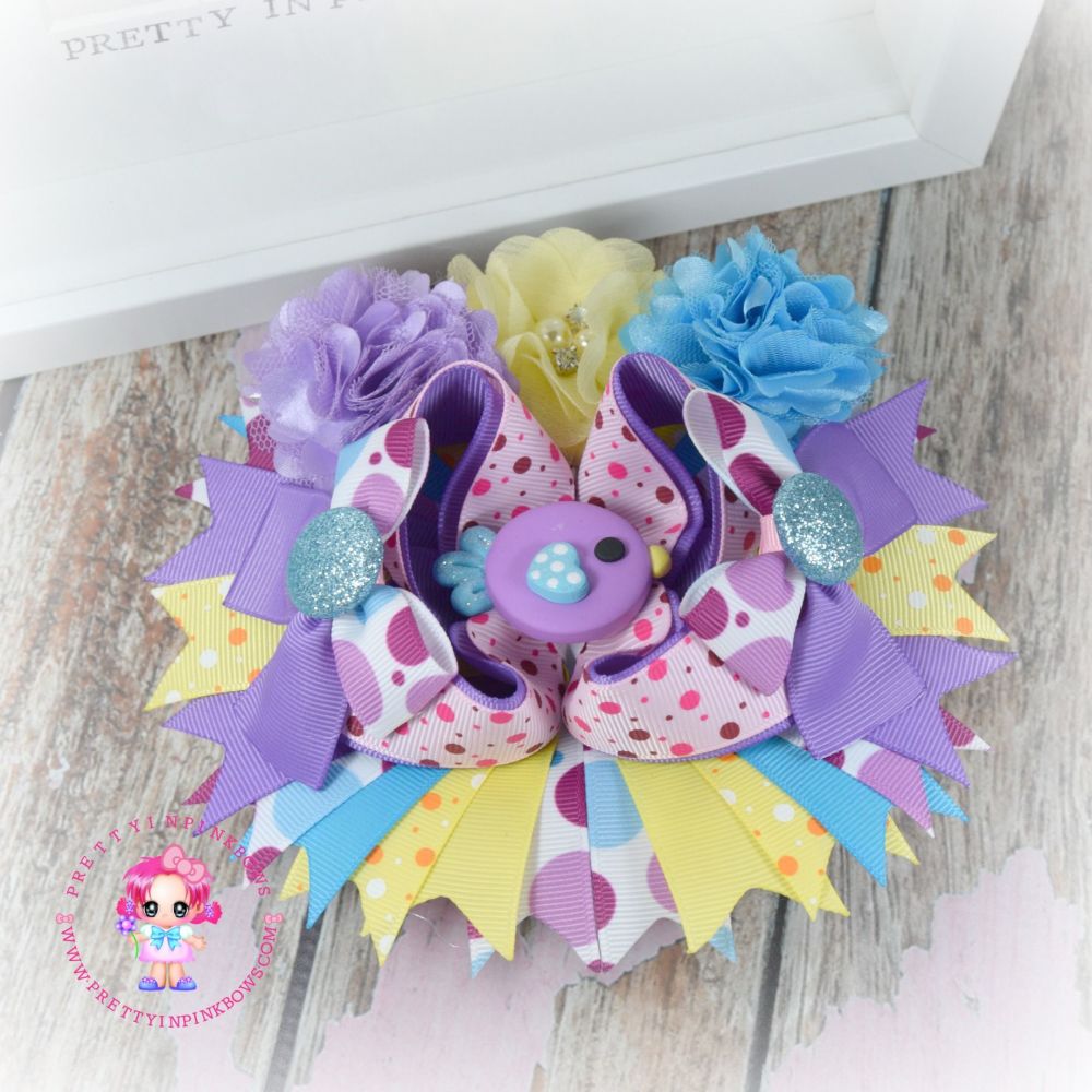 Easter Chick Pagent Bow On Croc Clip