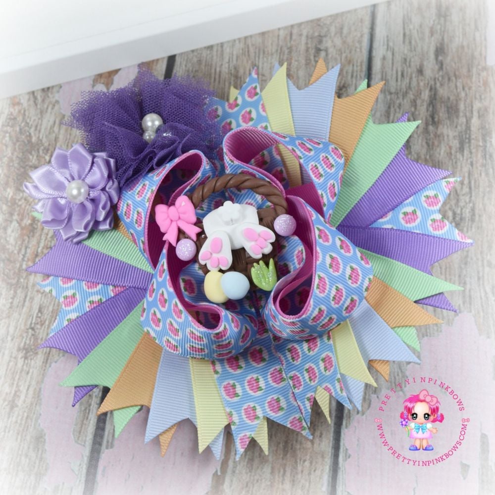 Easter Bunny Basket Pagent Bow On Croc Clip