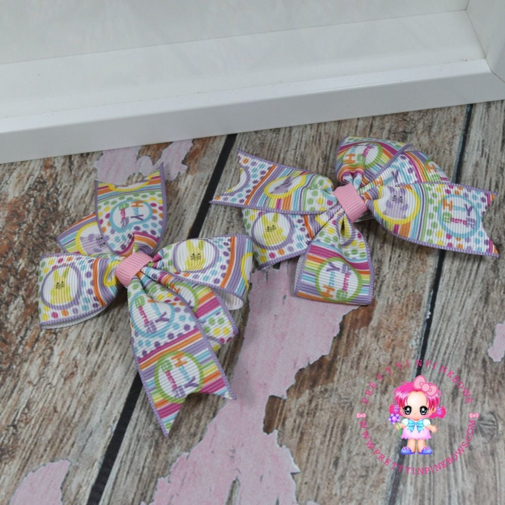 Easter Pinwheel Bows On Croc Clips