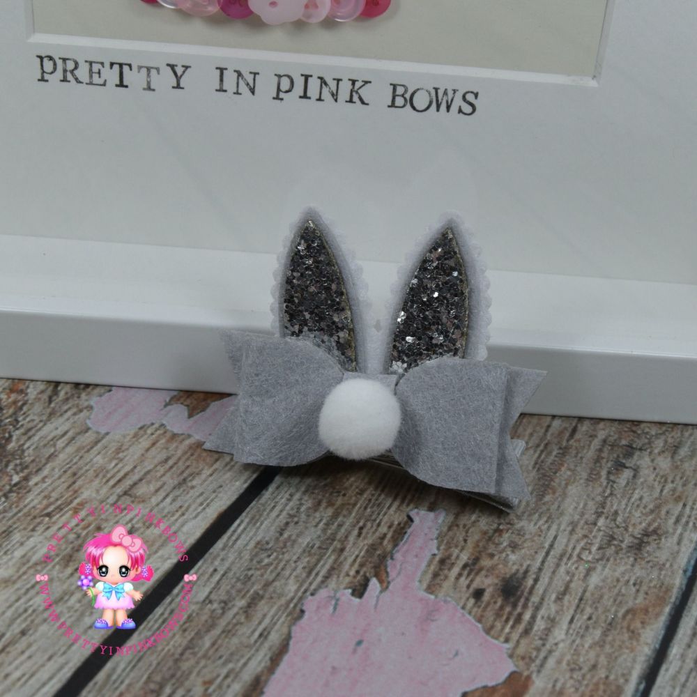 Easter Bunny Ears On Croc Clip in Silver
