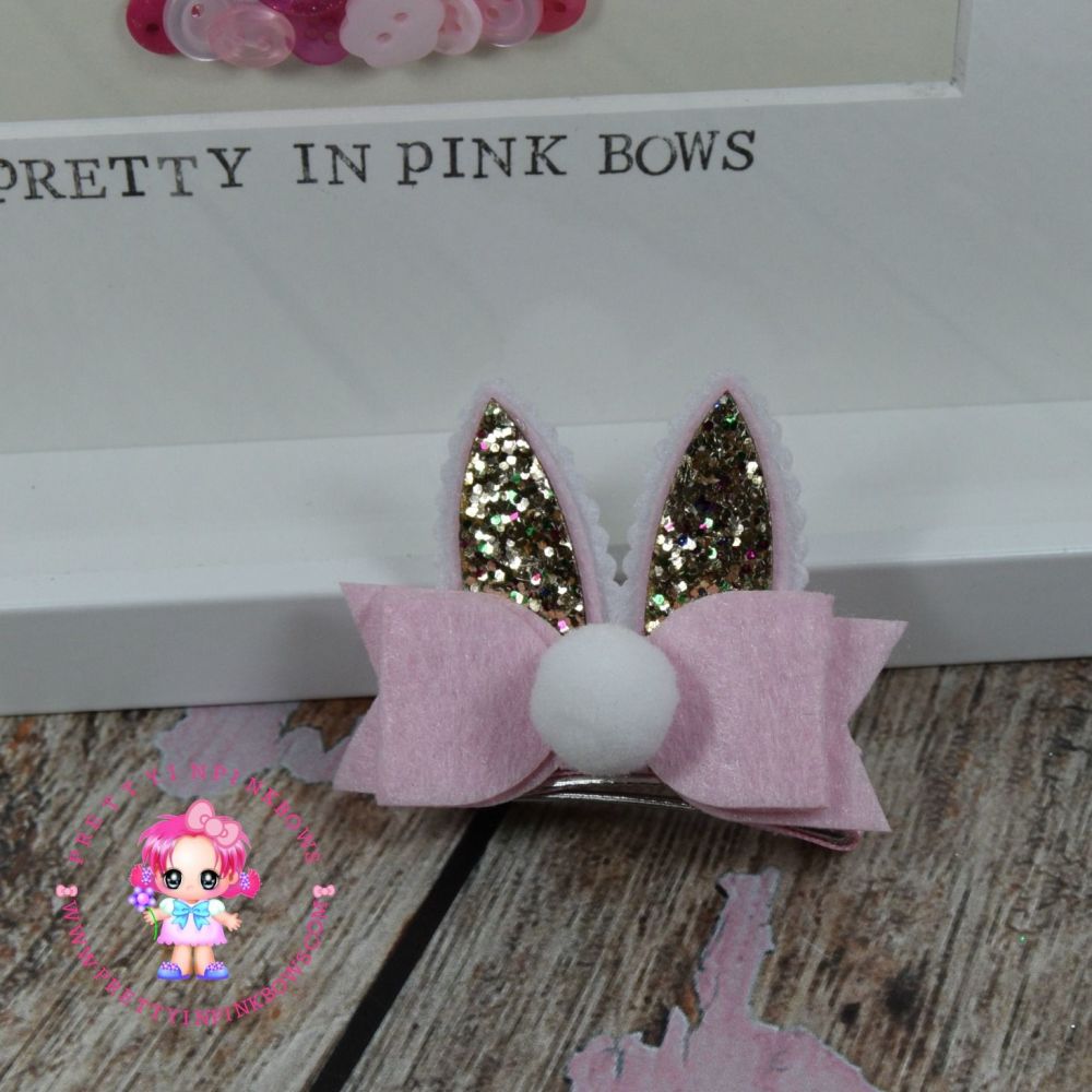 Easter Bunny Ears On Croc Clip in Pink