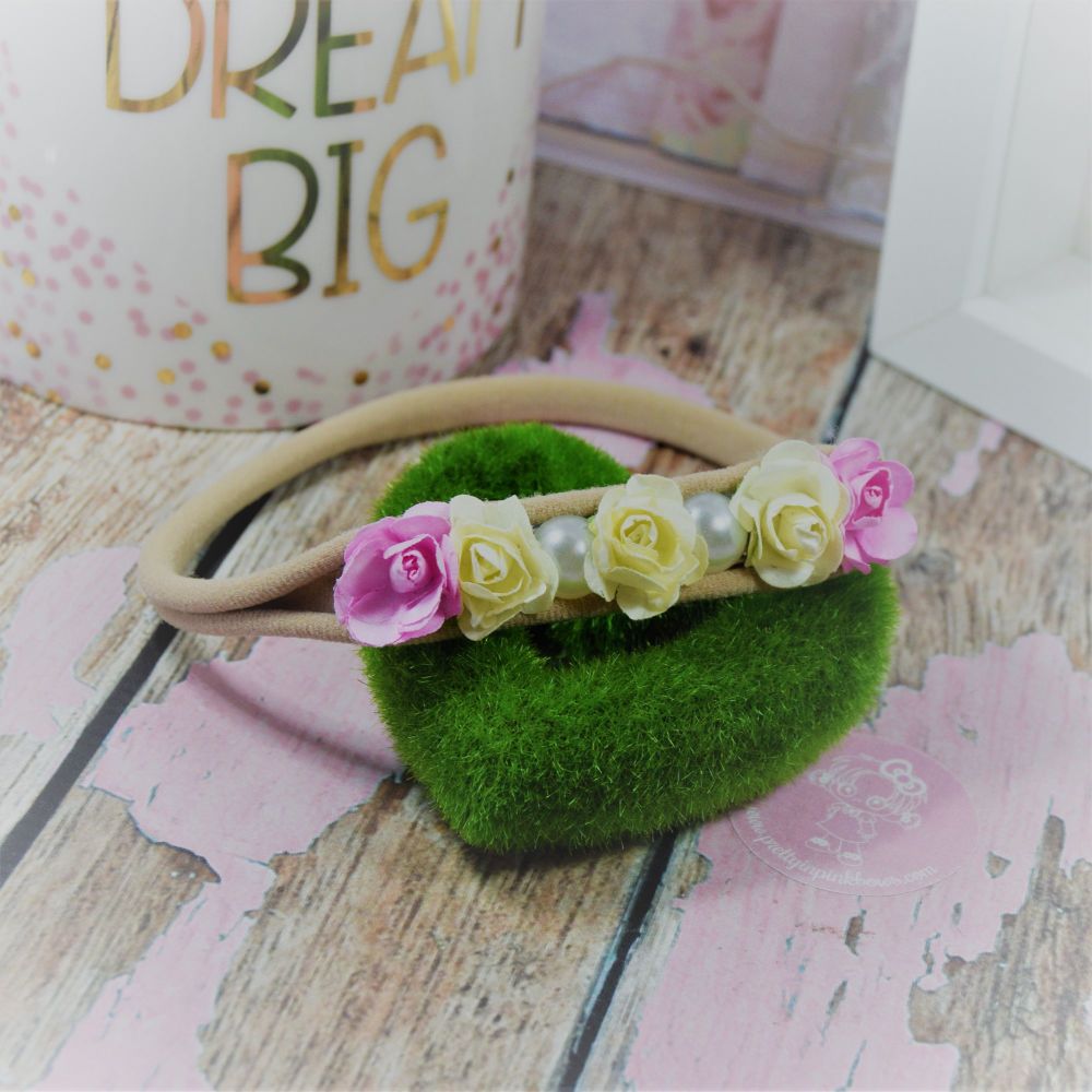 Flower and large pearl baby band