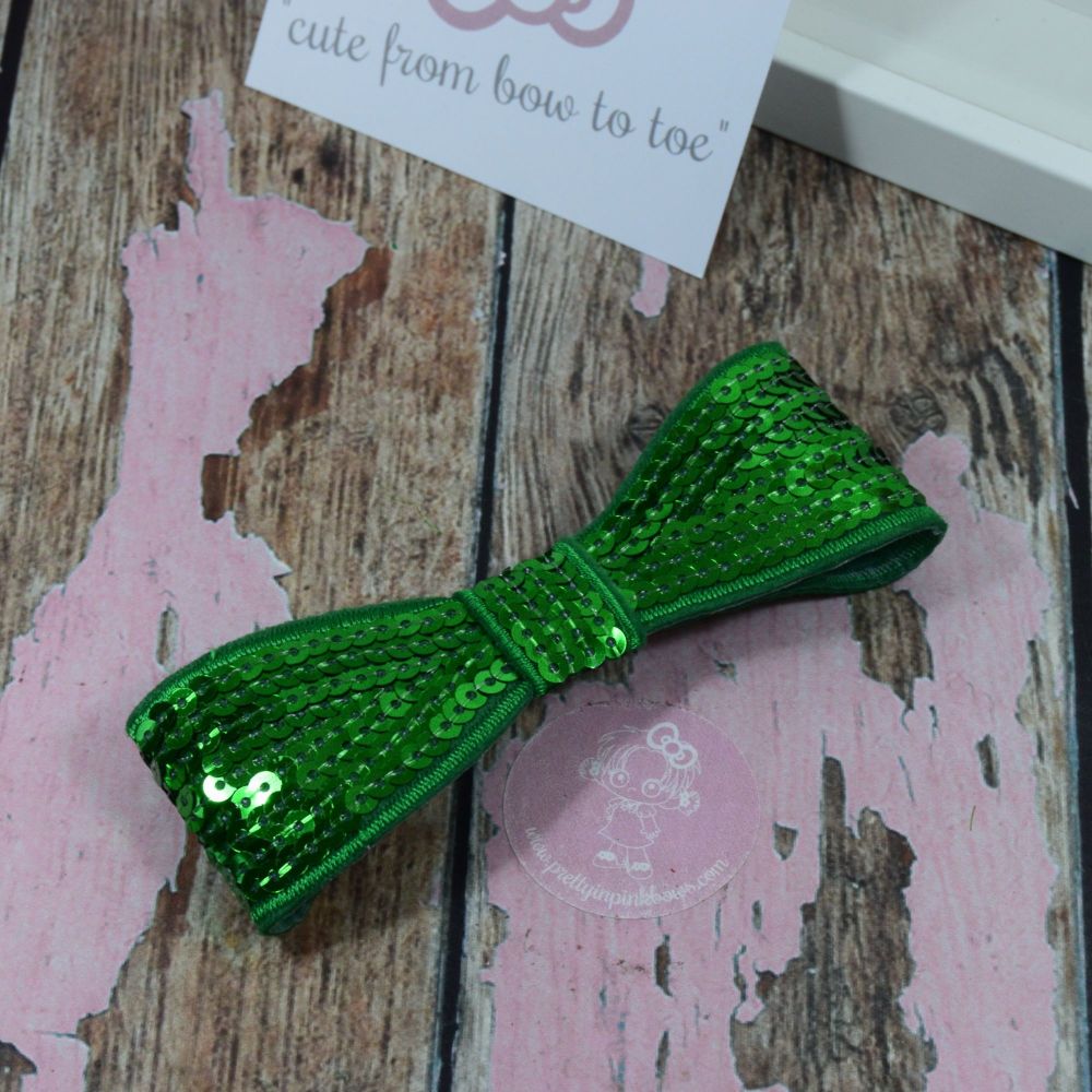 5" Sequin Bow Green