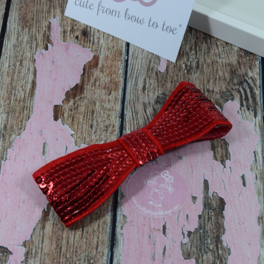 5" Sequin Bow Red