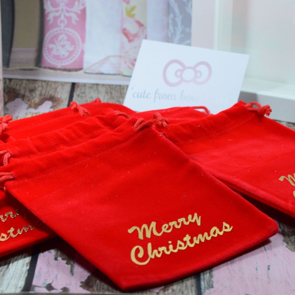 Merry Christmas velvet gift bags 