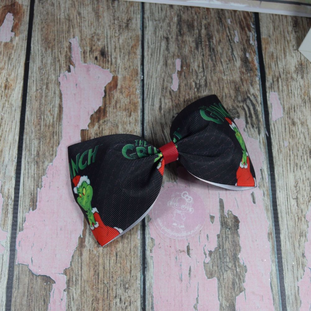 Black The Grinch Large Minnie Bow