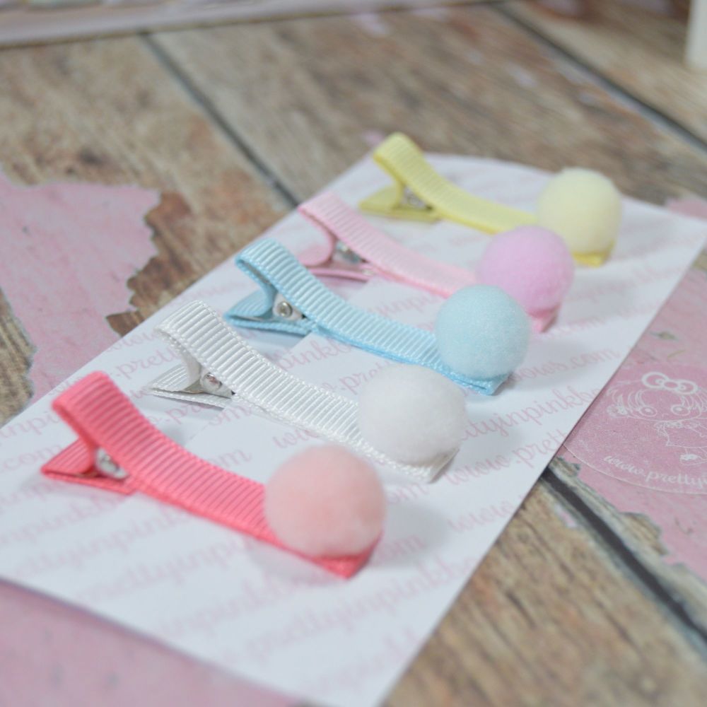 Pompom Clippie set - Pastel set on Duck clips
