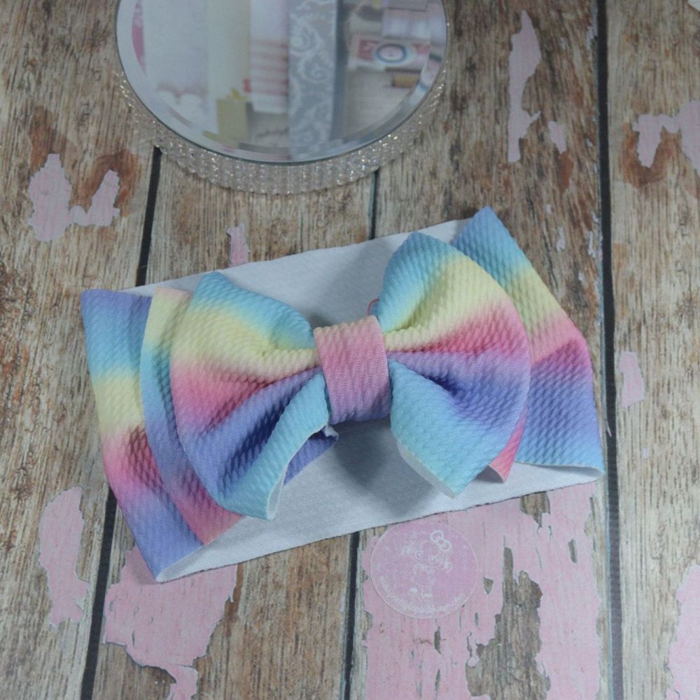 Pastle Rainbow Double Bow Head Wrap