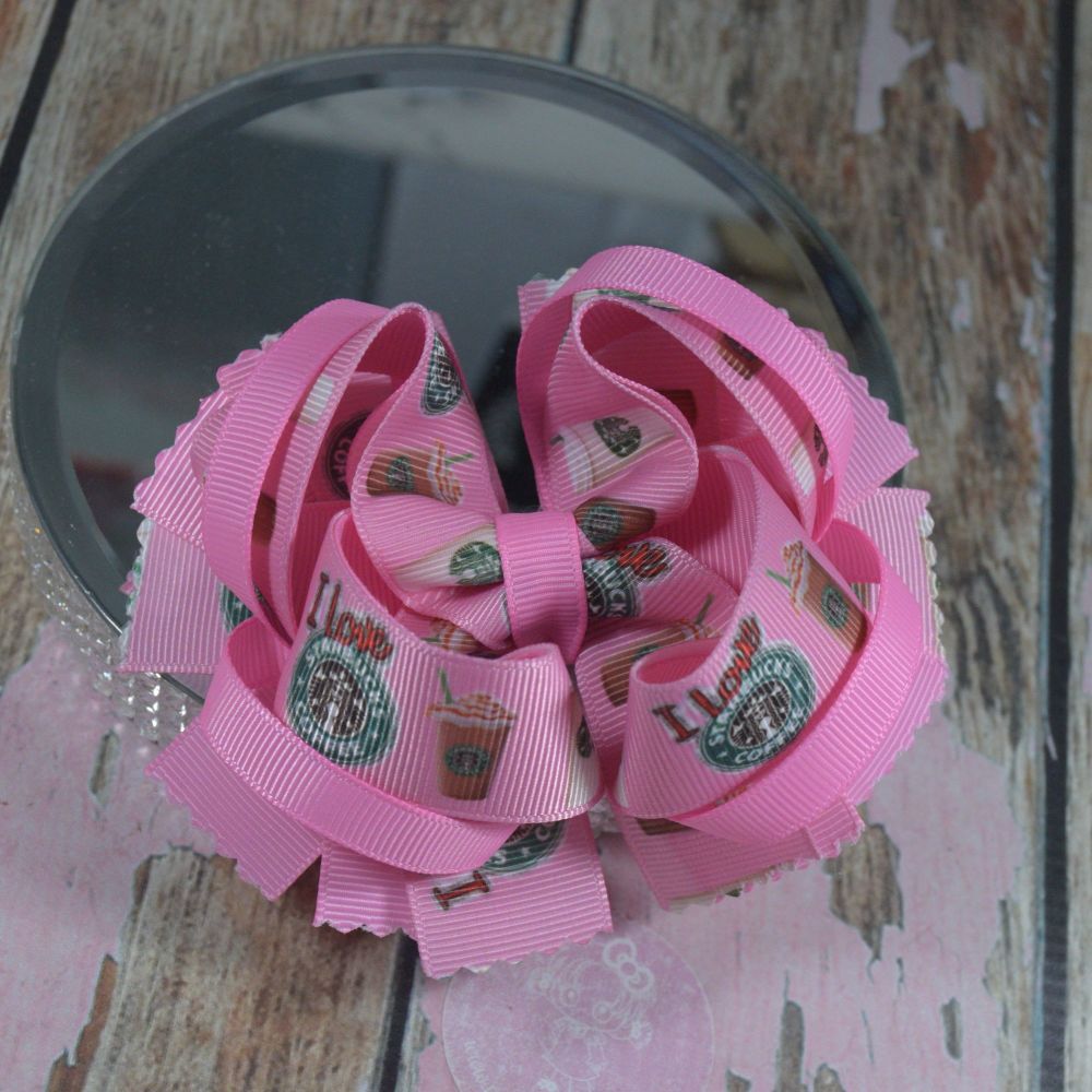 Princess Bow - Starbucks Lover on croc clip