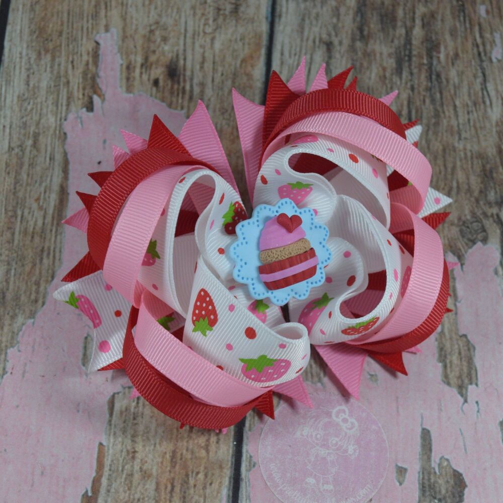 Princess style bow - Strawberry cupcake