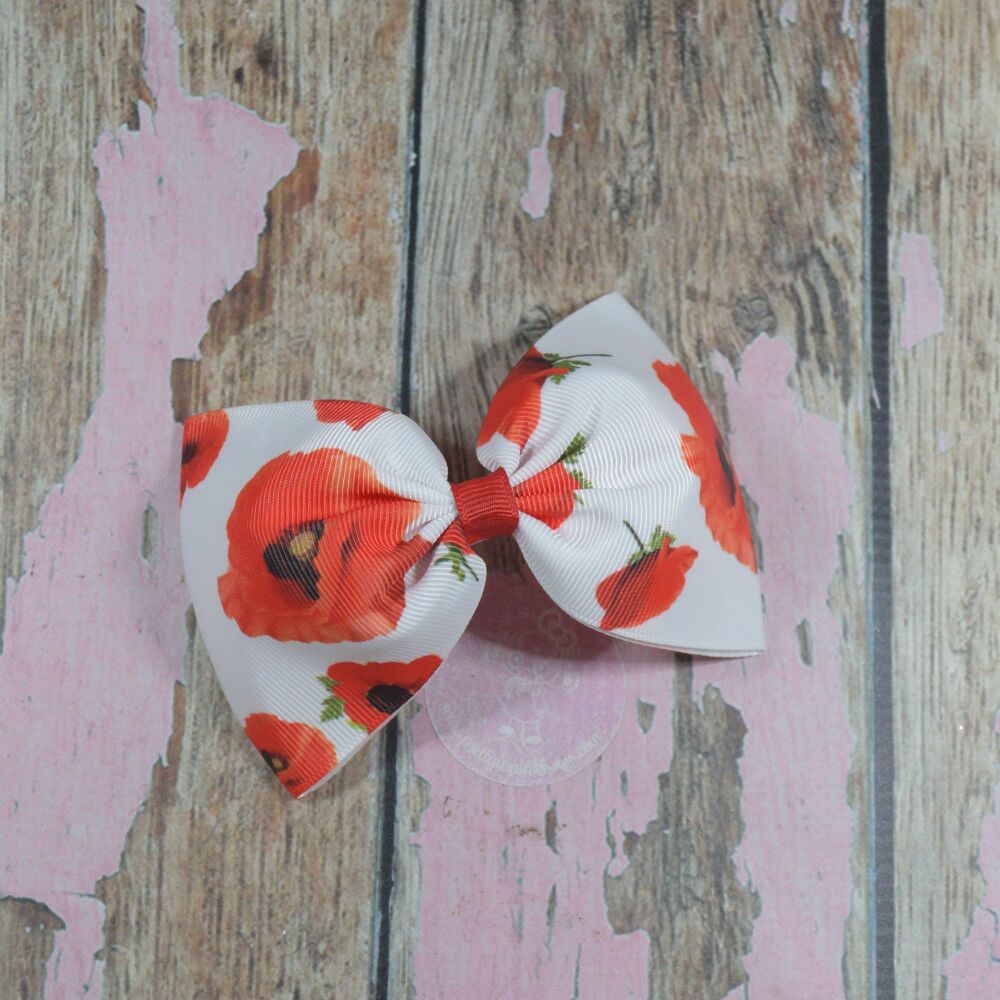 Large Minnie Bow - Poppies