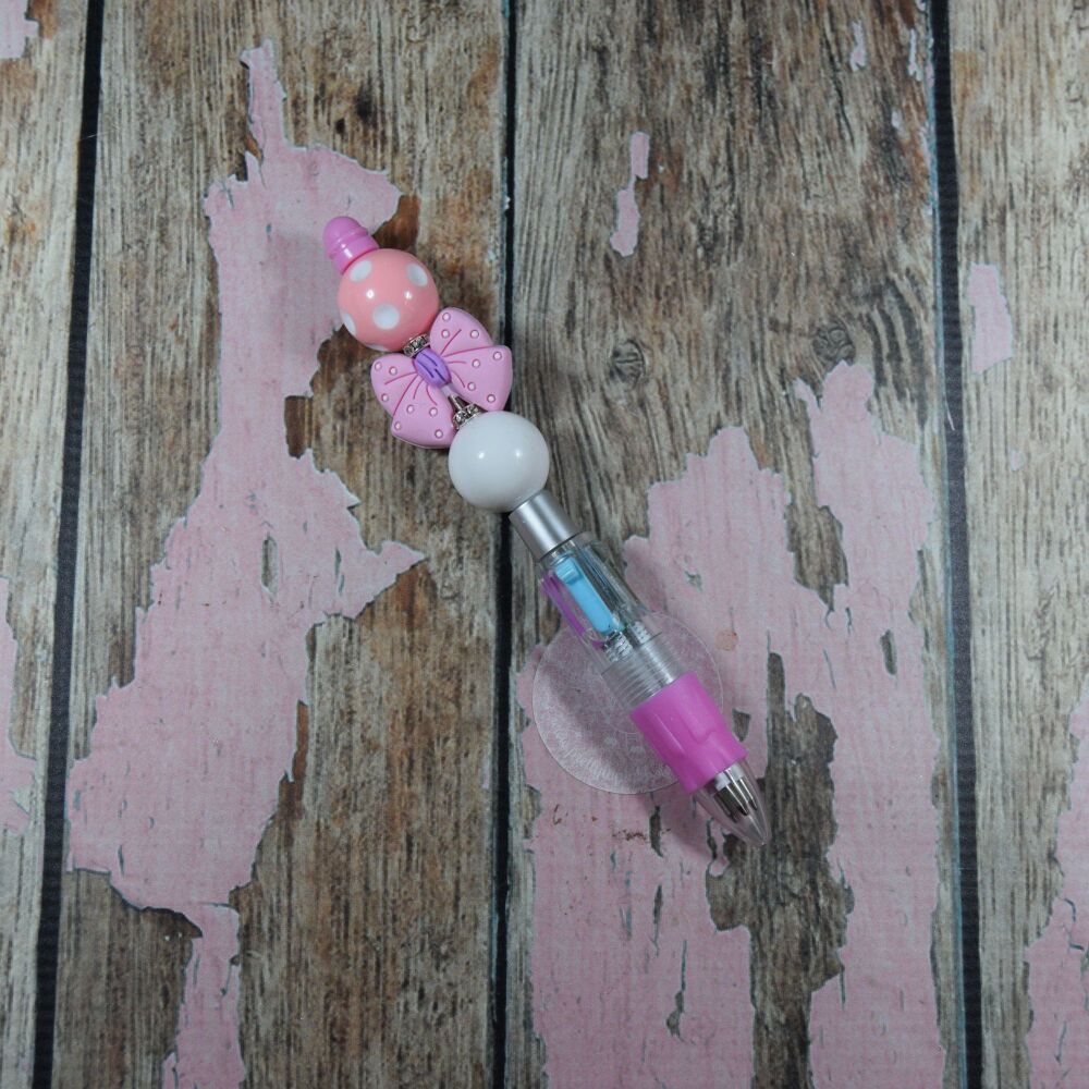 Multi bubble pen - Light pink polka dot, Bow, White Bubble Gum