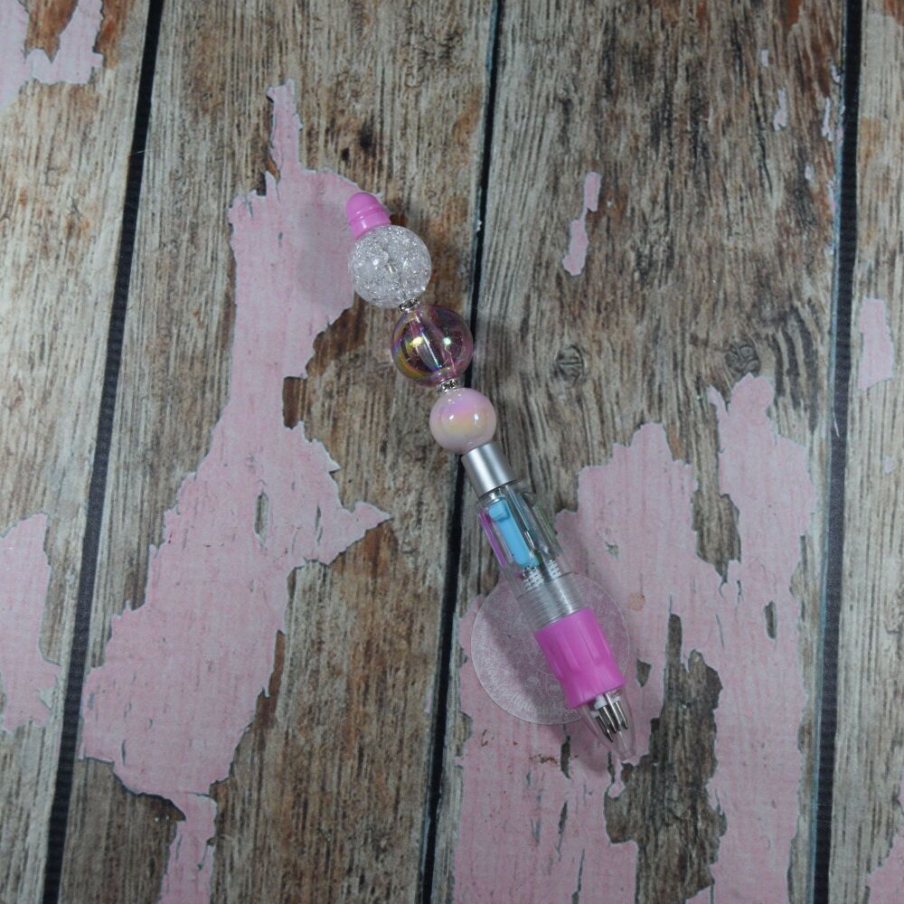Multi bubble pen - White dropped candy, Pink oil candy,  white oil pearl