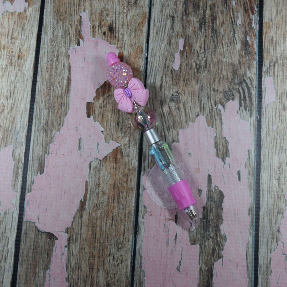 Multi bubble pen - Light pink sugar, Bow, Clear oil candy
