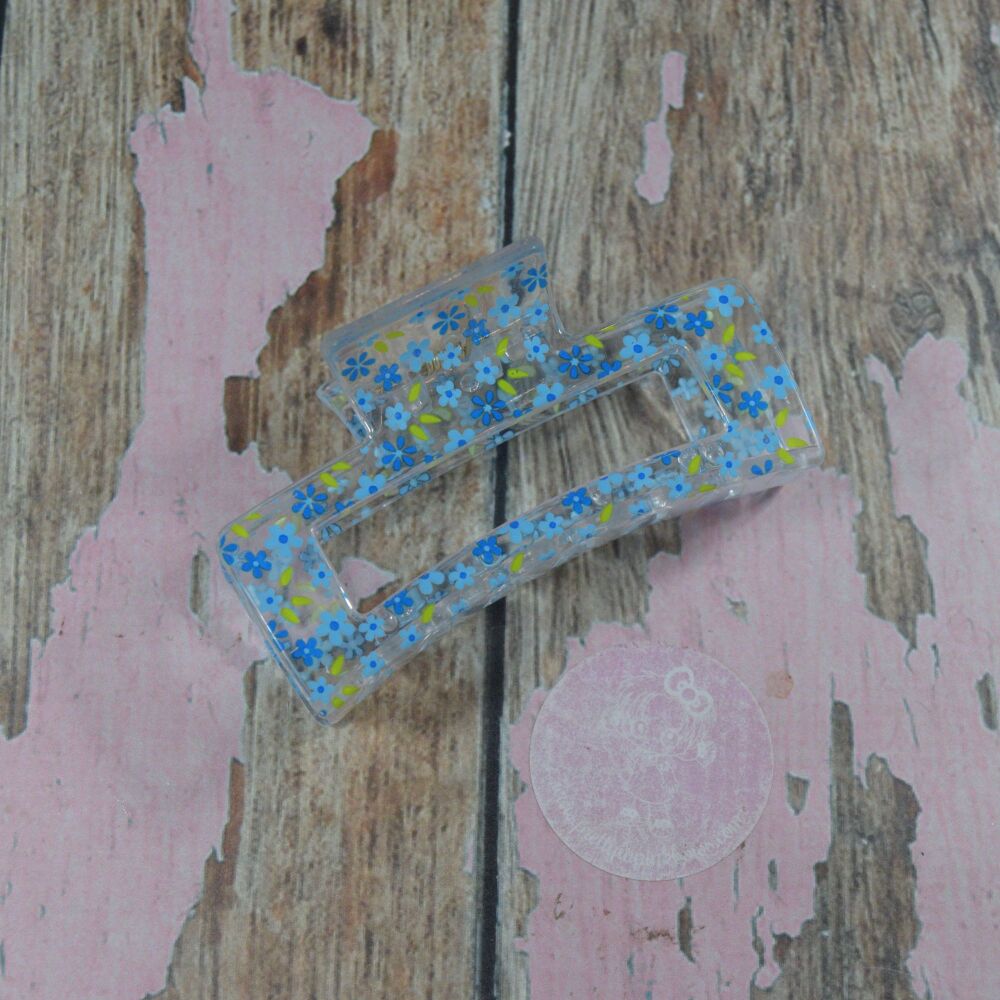 Blue Flowers - Rosie Claw Clip