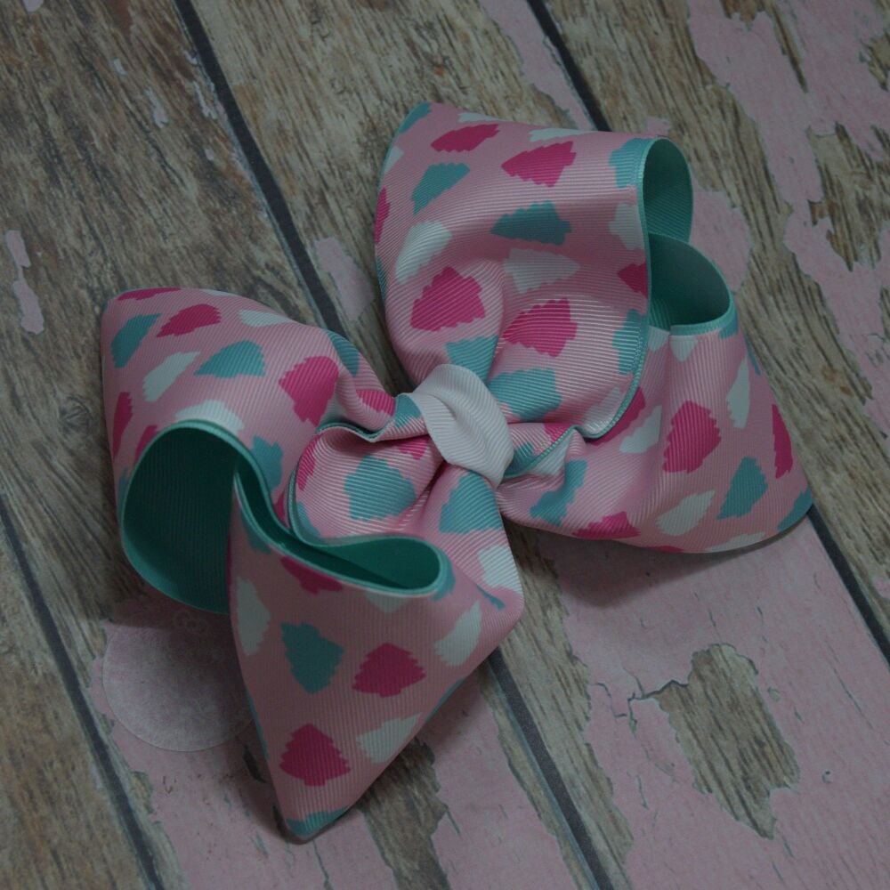 6" Double layered Boutique Bow -  Pink Trees