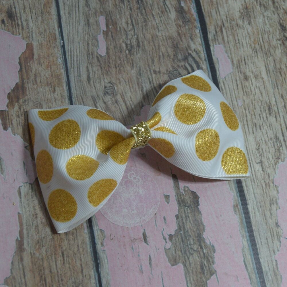 Large Minnie Bow - Gold glitter balls