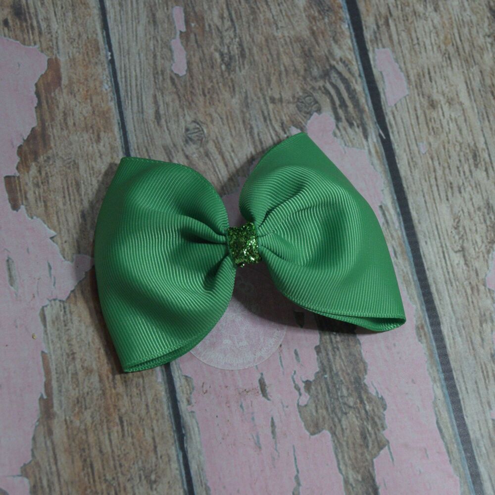 Large Minnie bow - Christmas green glitter