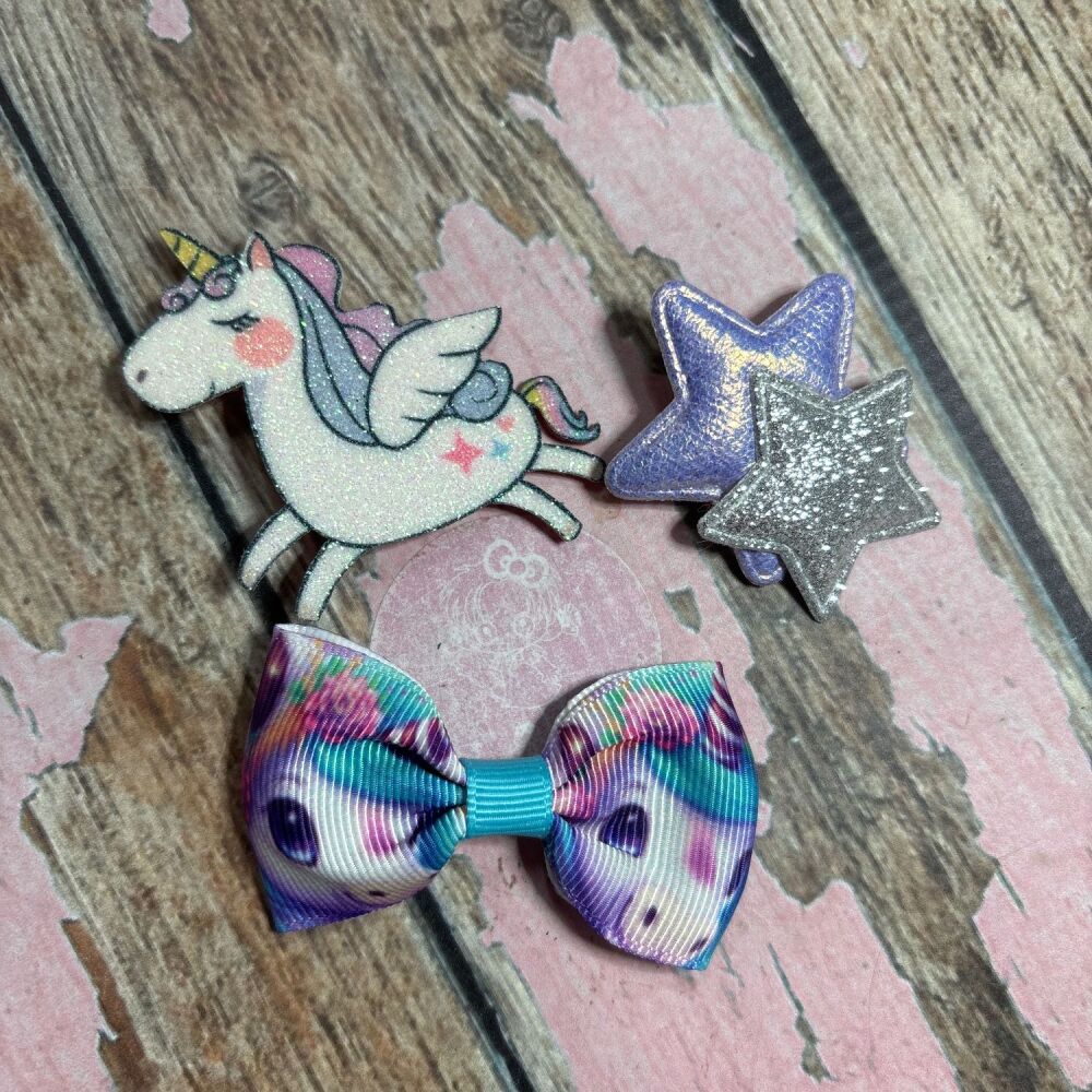 My First Clippie Set - Lilac Flying unicorn