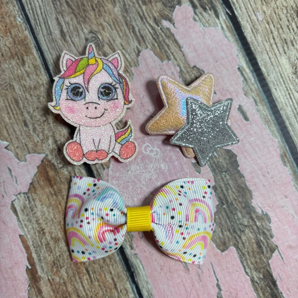 My First Clippie Set - Yellow Pastel unicorm