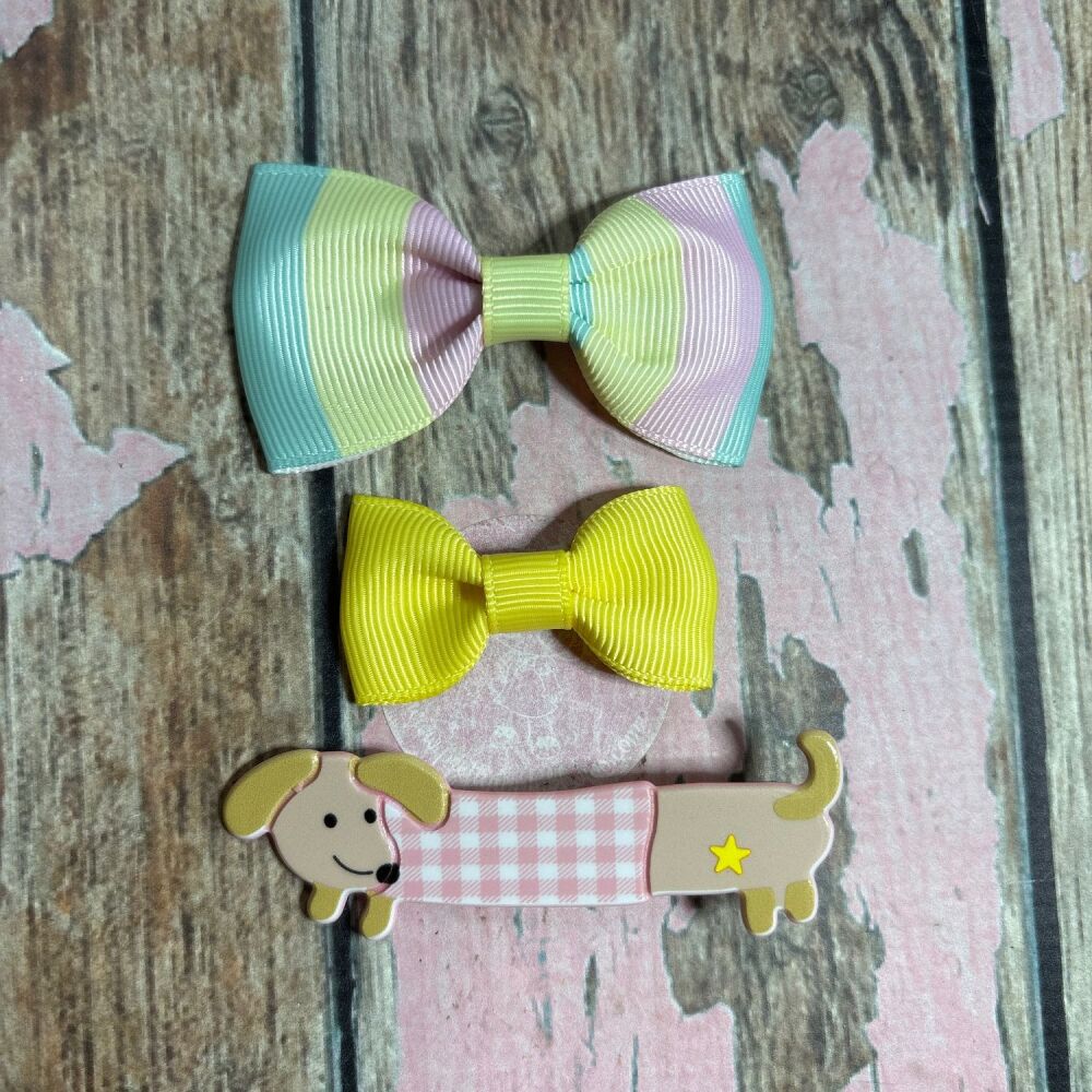 My First Clippie Set - Pink Tartan Sausage Dog