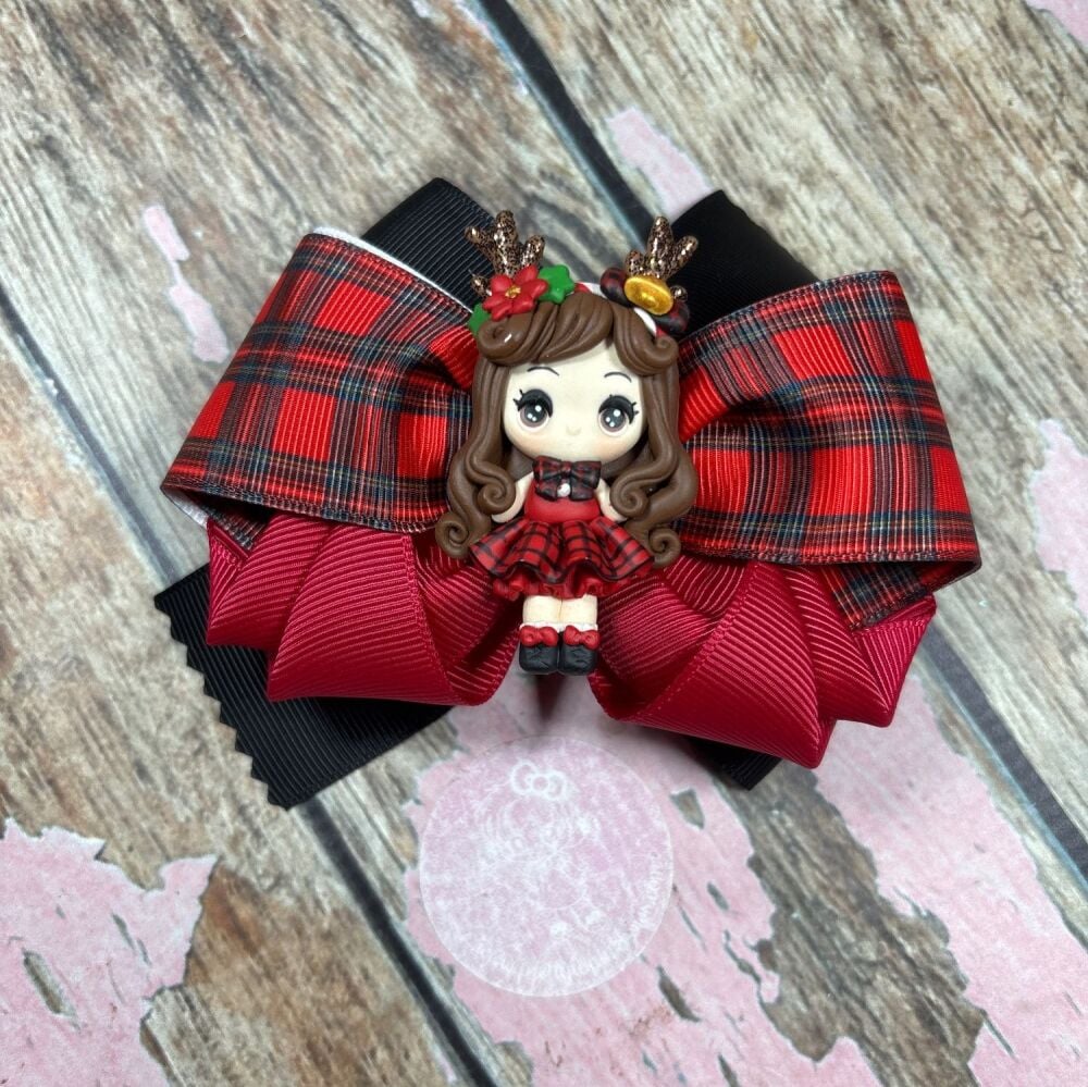 Petal Bow - Tartan Deer