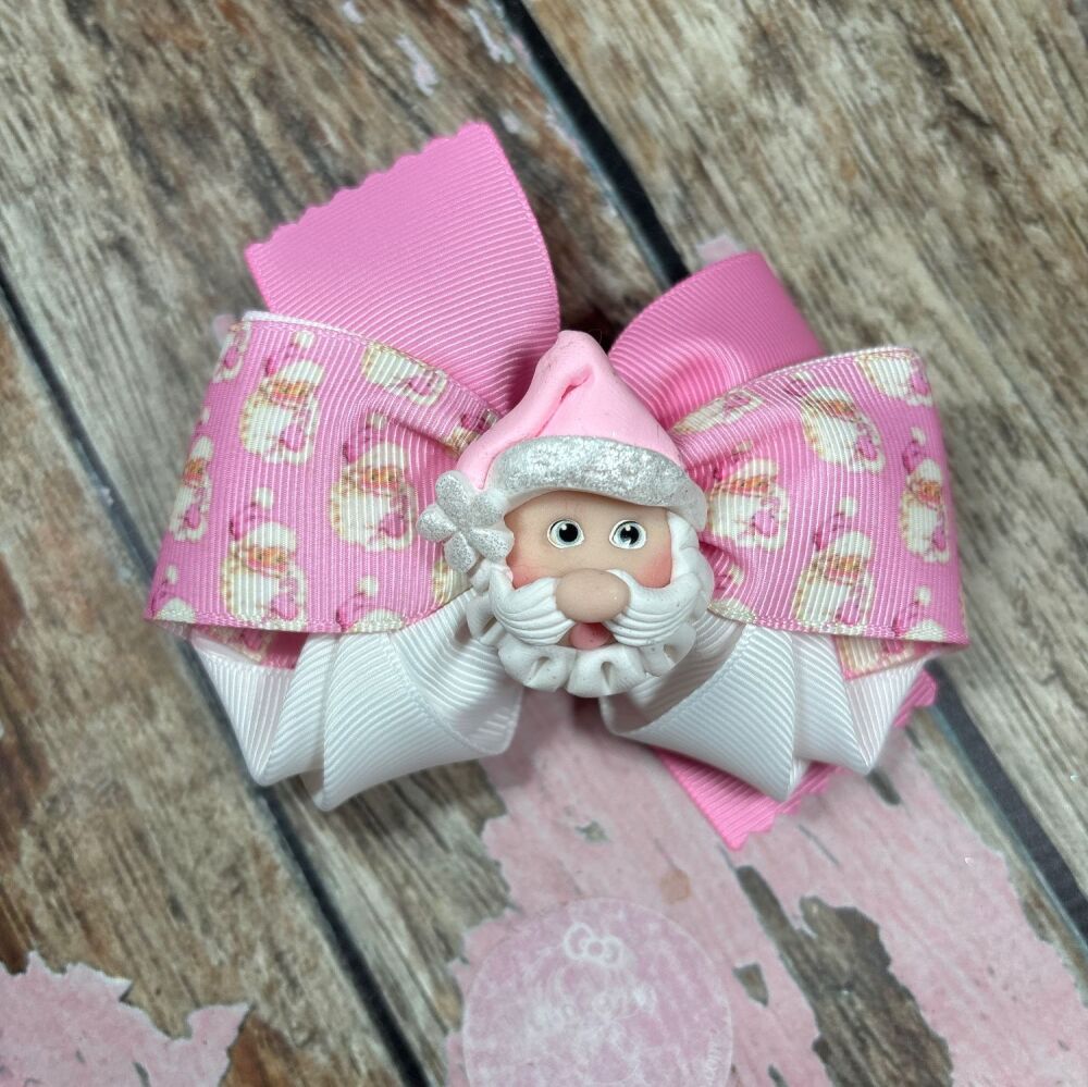 Petal Bow - Pink Santa