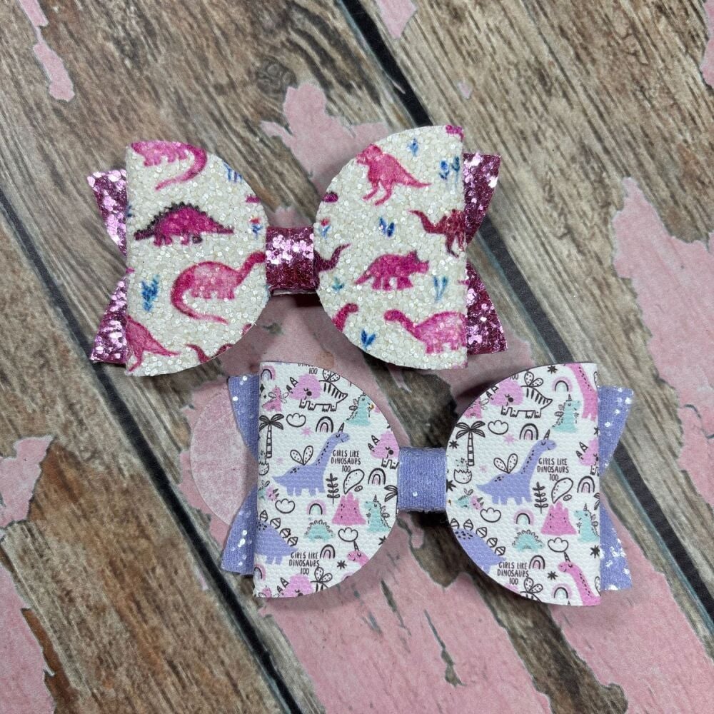 Doll bows - Dinos , pink , lilac