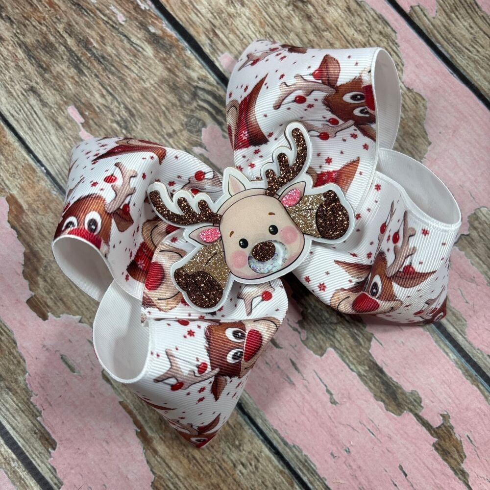 6" Extra Boutique Bow - Baby Reindeer