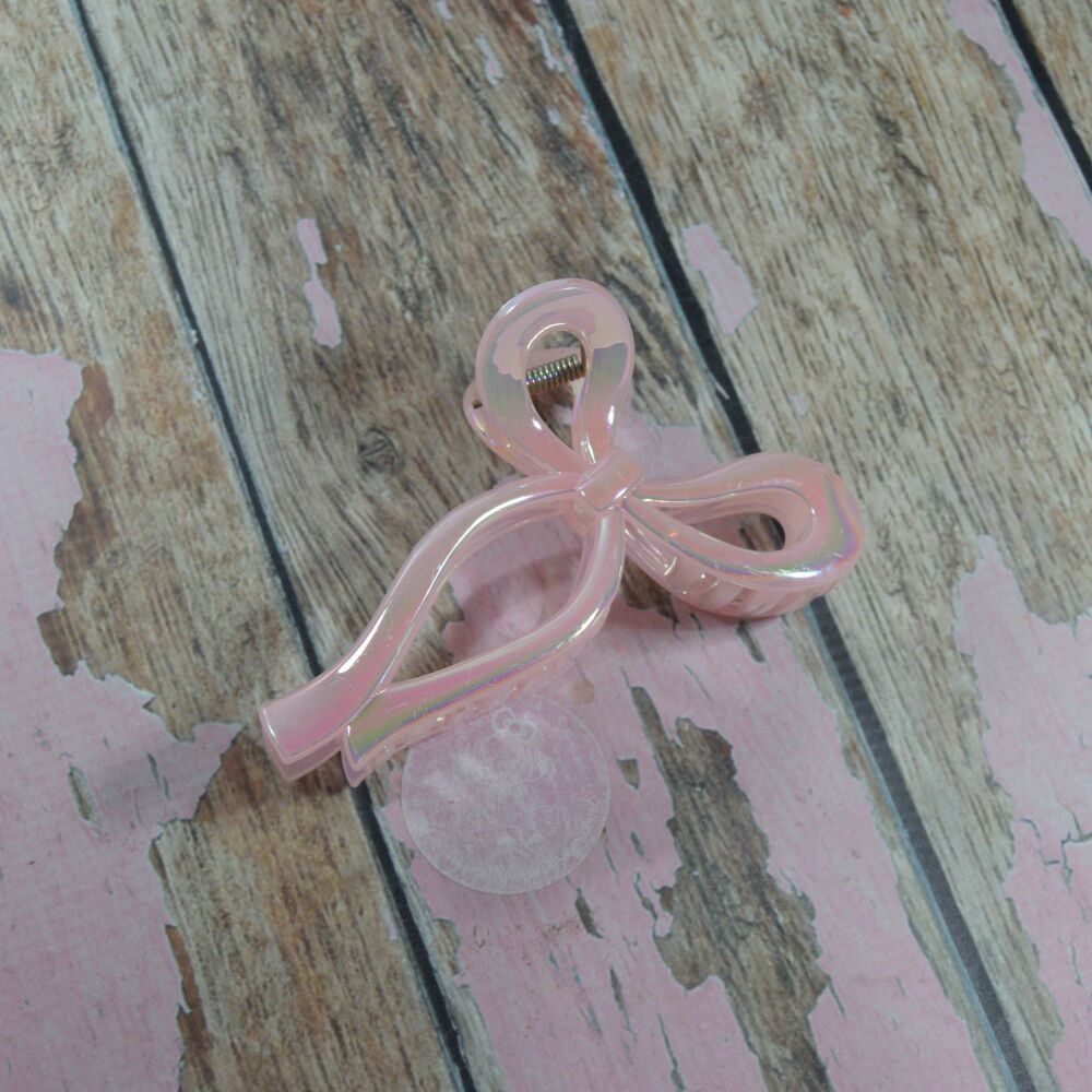 Bow Clay Clip - Peach pearl