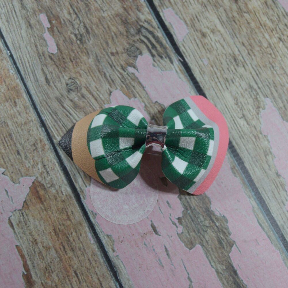 Pencil Bow - Green Gingham