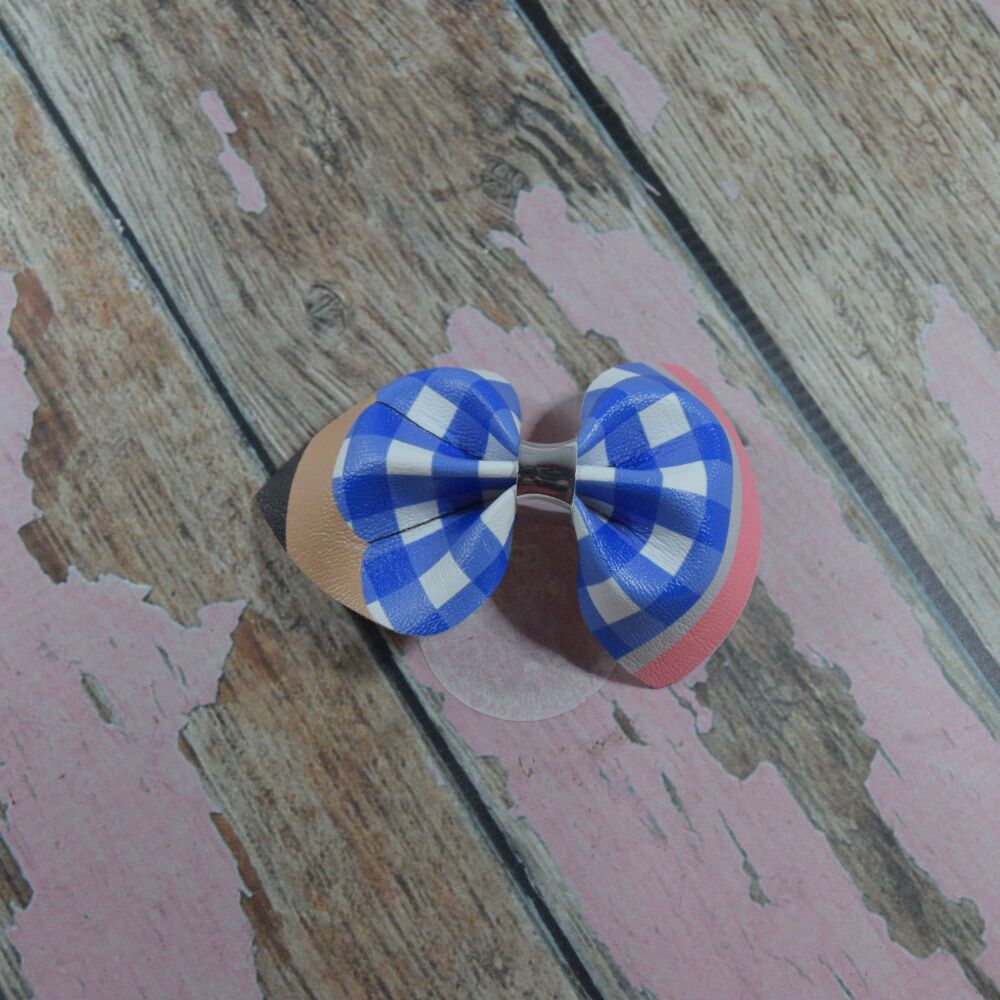 Pencil Bow - Blue Gingham