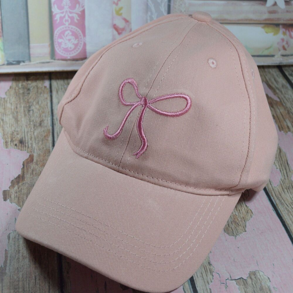 Baseball Cap - Light pink with Pink Bow