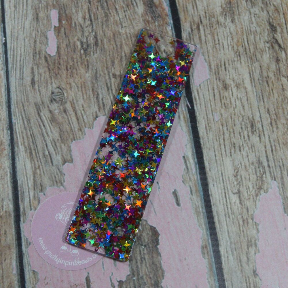 Heart Punch Bookmark - Multi Glitter stars