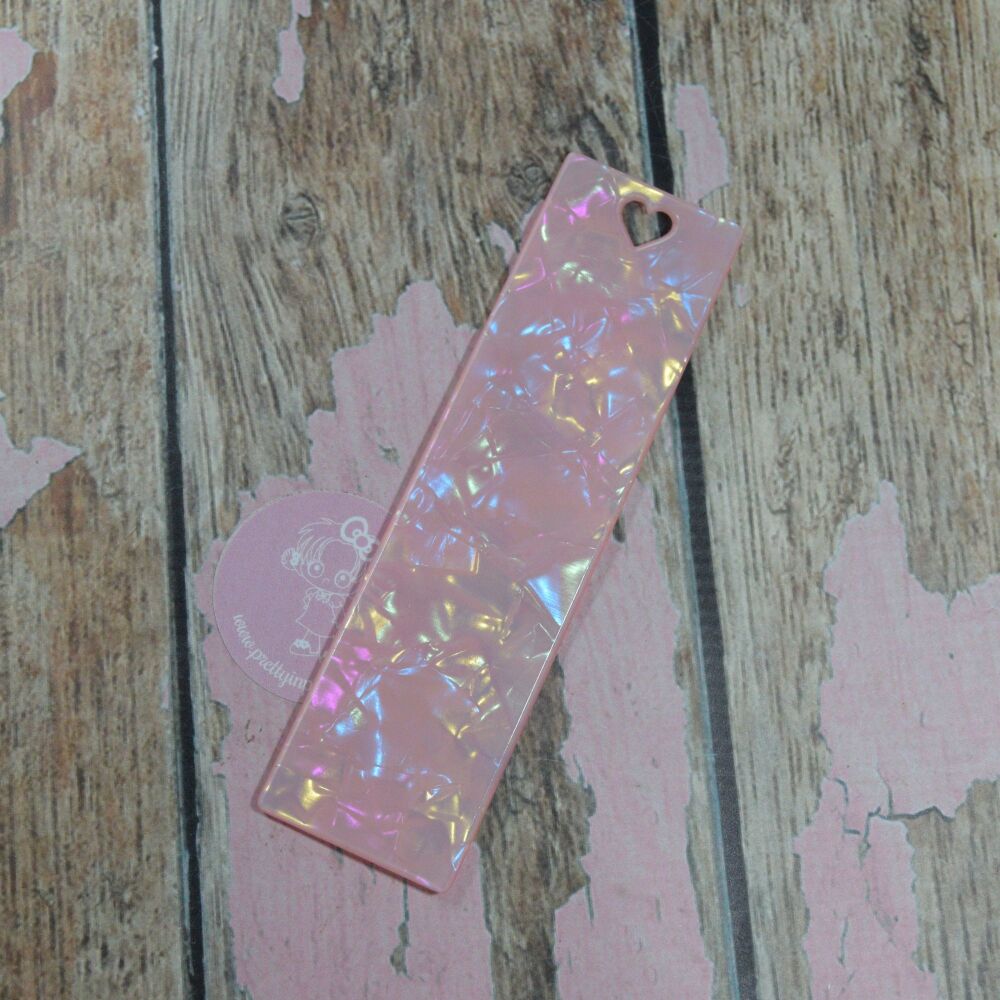 Heart Punch Shattered Bookmark Pink AB