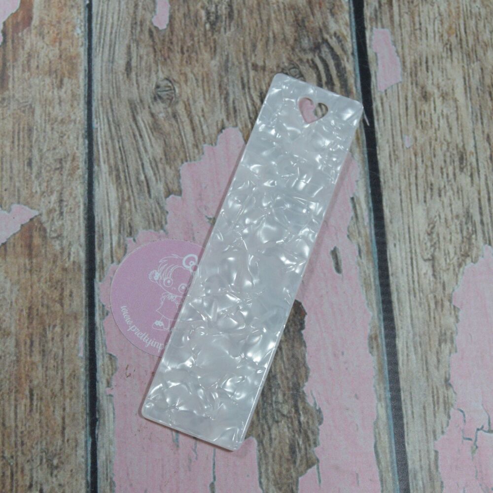Heart Punched Shattered Bookmark - Pearled white