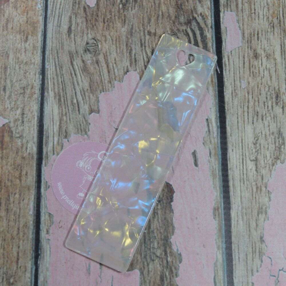 Heart stamped shattered bookmark - White AB