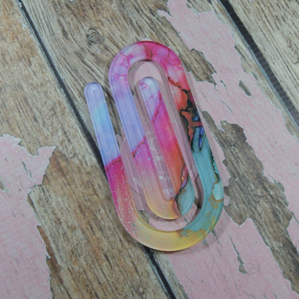 XL Paper Clip - Rainbow Marble